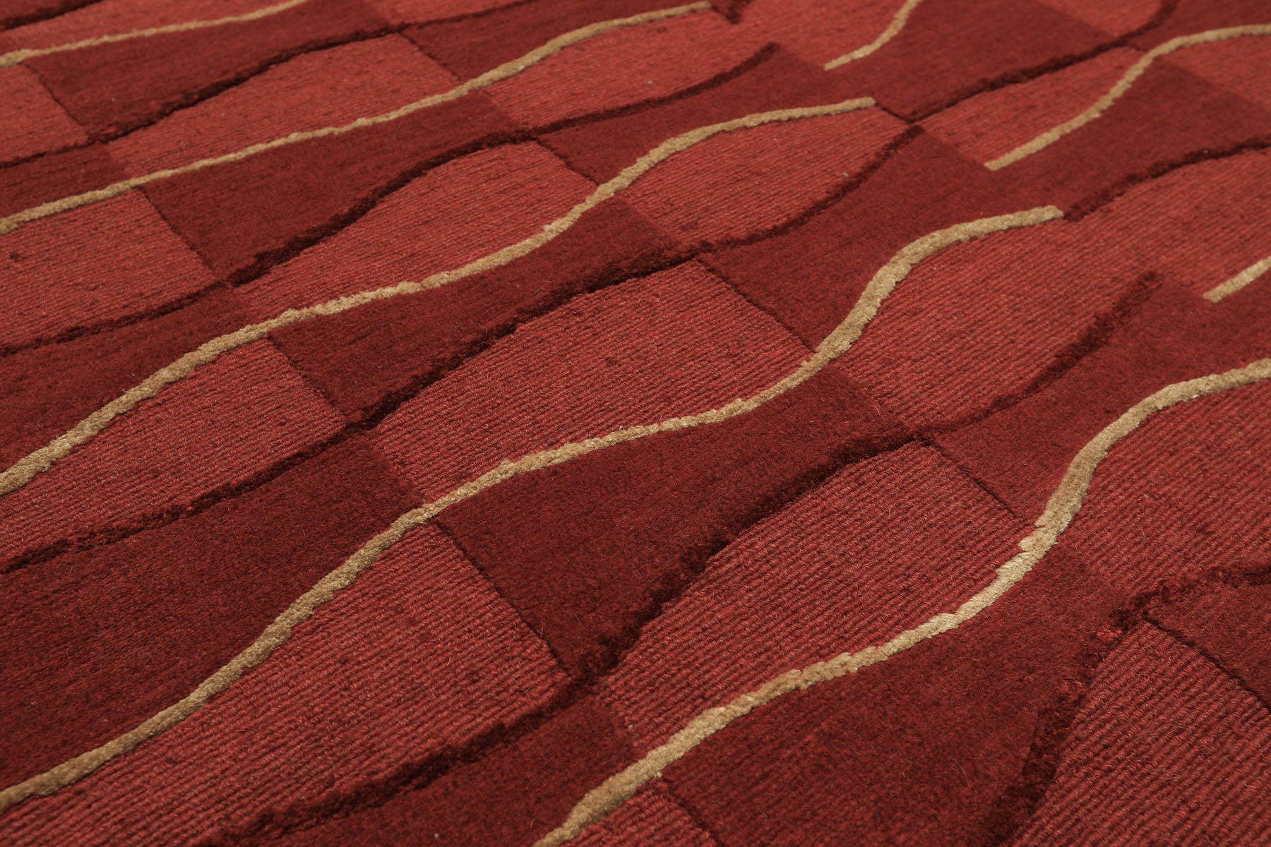 Rust 8x10 Tibetan Modern & Contemporary Loop n Cut Pile Textured Wavy ...