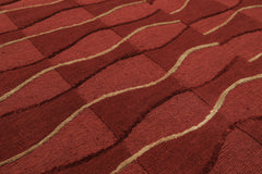 8x10 Rust, Rose, Gold Color Hand Knotted Tibetan Wool Modern & Contemporary Oriental Rug