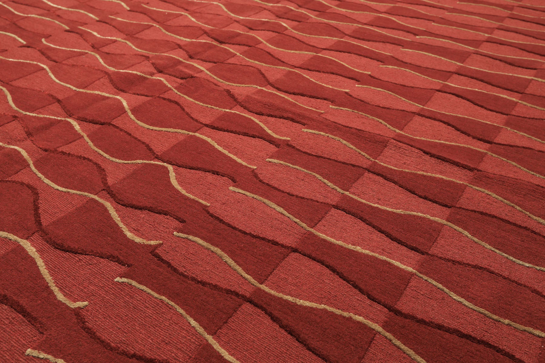 8x10 Rust, Rose, Gold Color Hand Knotted Tibetan Wool Modern & Contemporary Oriental Rug