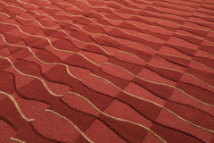 8x10 Rust, Rose, Gold Color Hand Knotted Tibetan Wool Modern & Contemporary Oriental Rug