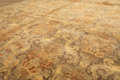 8x10 Brown, Gold, Tan Color Hand Knotted Indo Tibetan Wool Transitional Oriental Rug