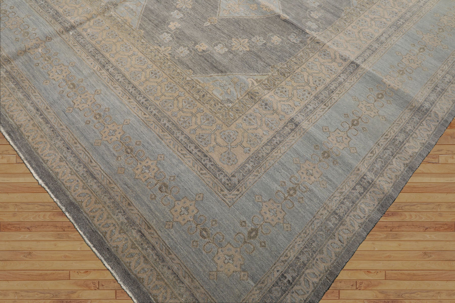 12x15 Slate, Gray, Faded Color Hand Knotted Peshawar Wool Transitional Oriental Rug