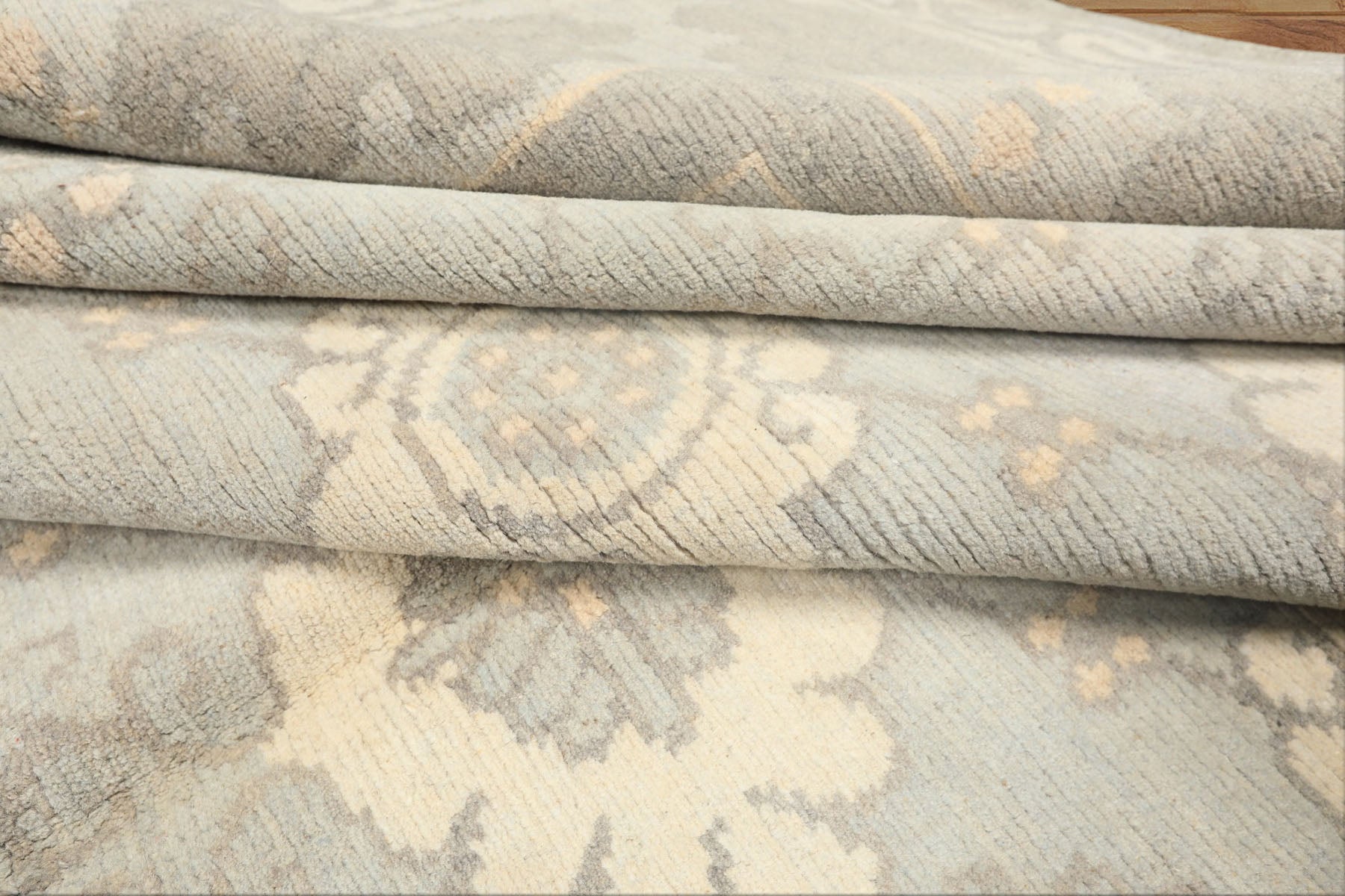 8x10 Seafoam, Gray, Cream Color Hand Knotted Tibetan Wool Transitional Oriental Rug