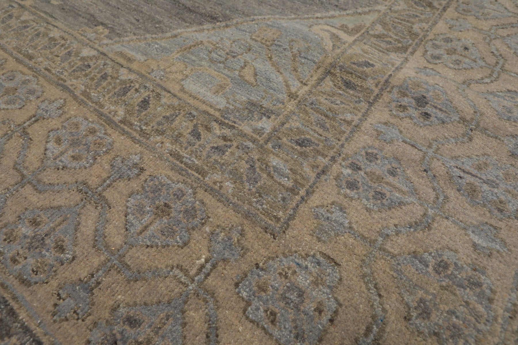 12x15 Slate, Gray, Faded Color Hand Knotted Peshawar Wool Transitional Oriental Rug