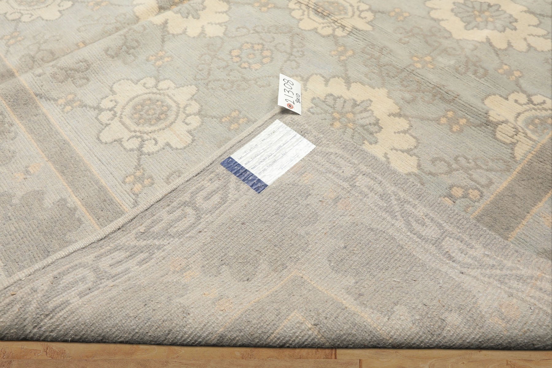 8x10 Seafoam, Gray, Cream Color Hand Knotted Tibetan Wool Transitional Oriental Rug
