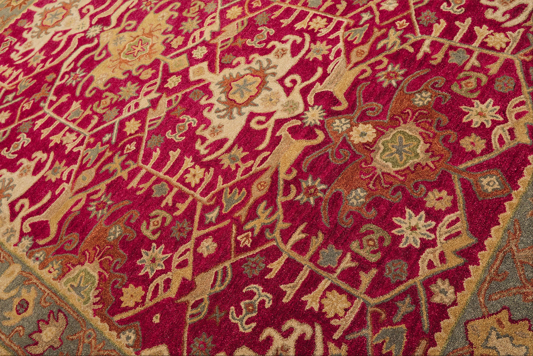 Multi Size Crimson Aqua Beige Color Hand Tufted  Wool Traditional Oriental Rug