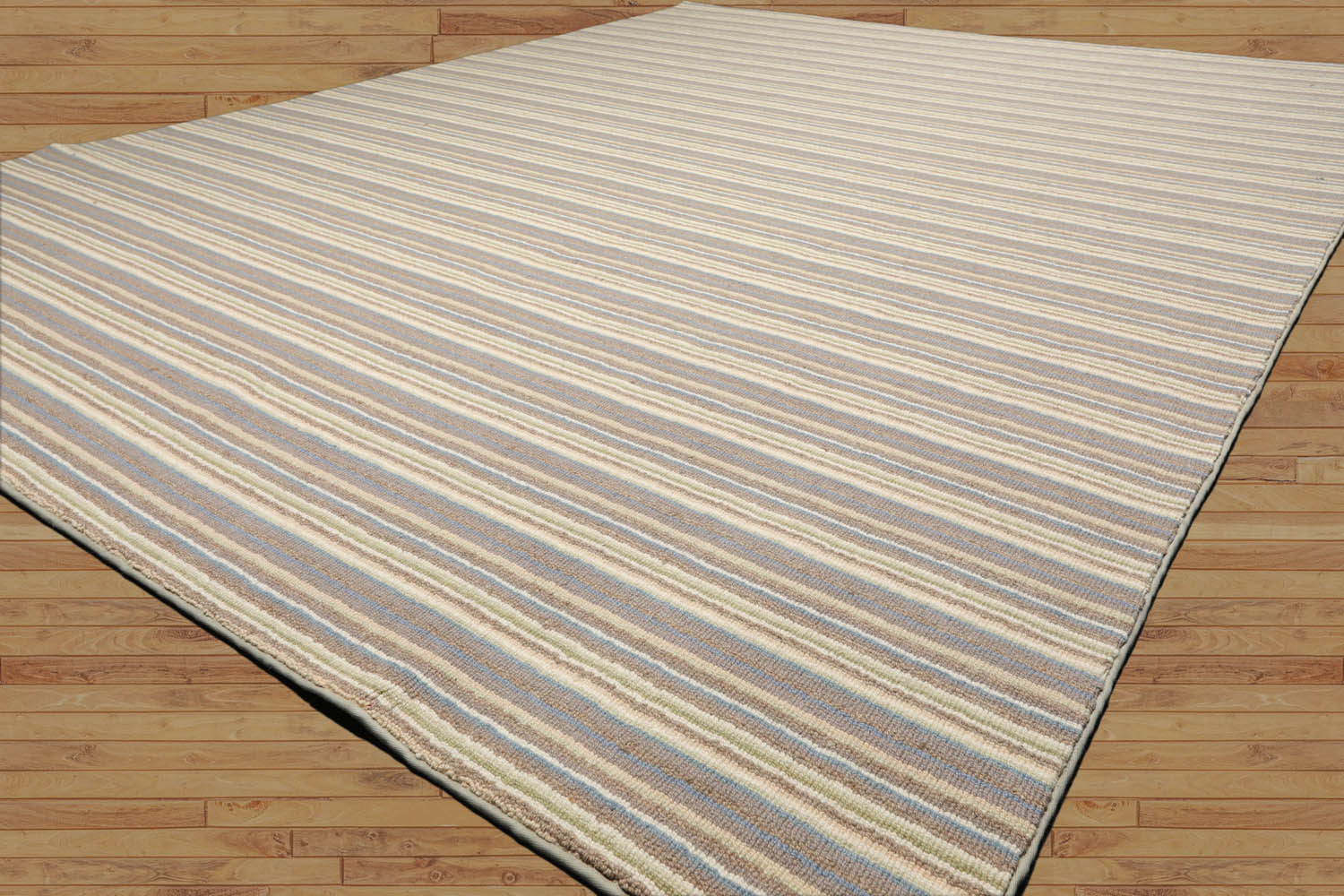 Aselemo Striped Ivory Oriental Rug Multi Sizes LoomBloom Hand Woven Contemporary New Zealand Wool