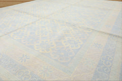 8x10 Blue, Ivory, Seafoam Color Hand Knotted Tibetan Wool Transitional Oriental Rug