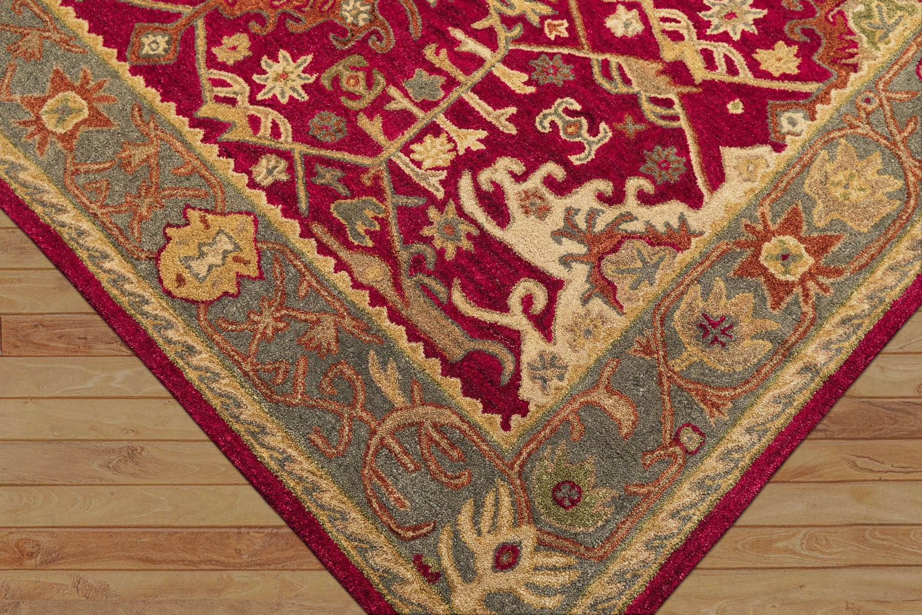 Multi Size Crimson Aqua Beige Color Hand Tufted  Wool Traditional Oriental Rug