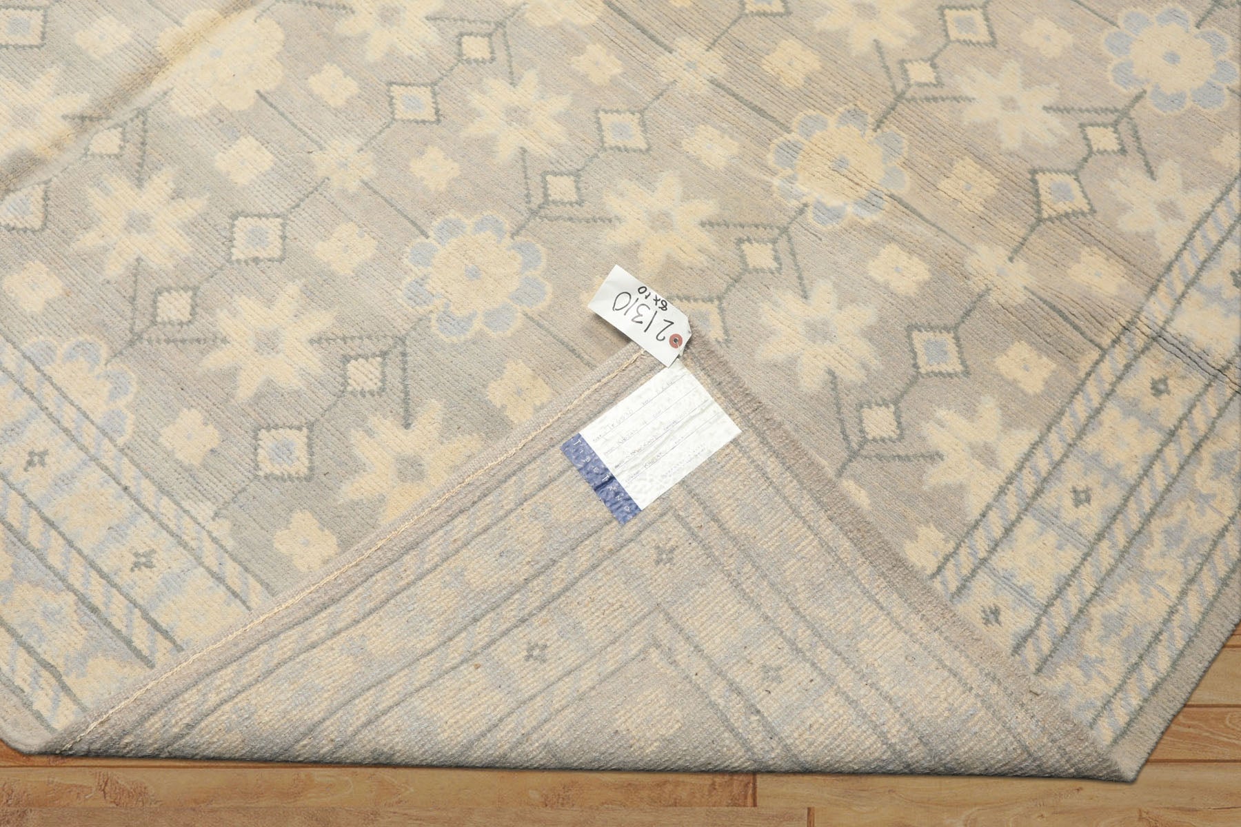 8x10 Gray, Ivory, Slate Color Hand Knotted Tibetan Wool Transitional Oriental Rug