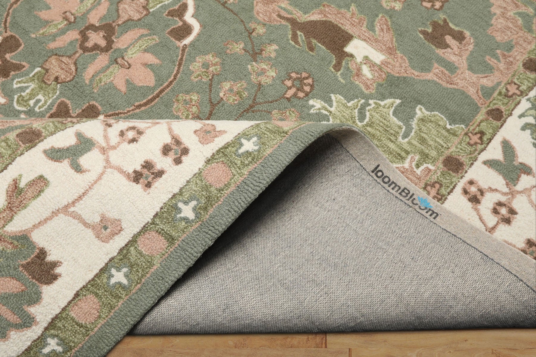 Multi Size Sage Ivory Brown Color Hand Hooked  Wool Traditional Oriental Rug