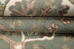 Multi Size Sage Ivory Brown Color Hand Hooked  Wool Traditional Oriental Rug