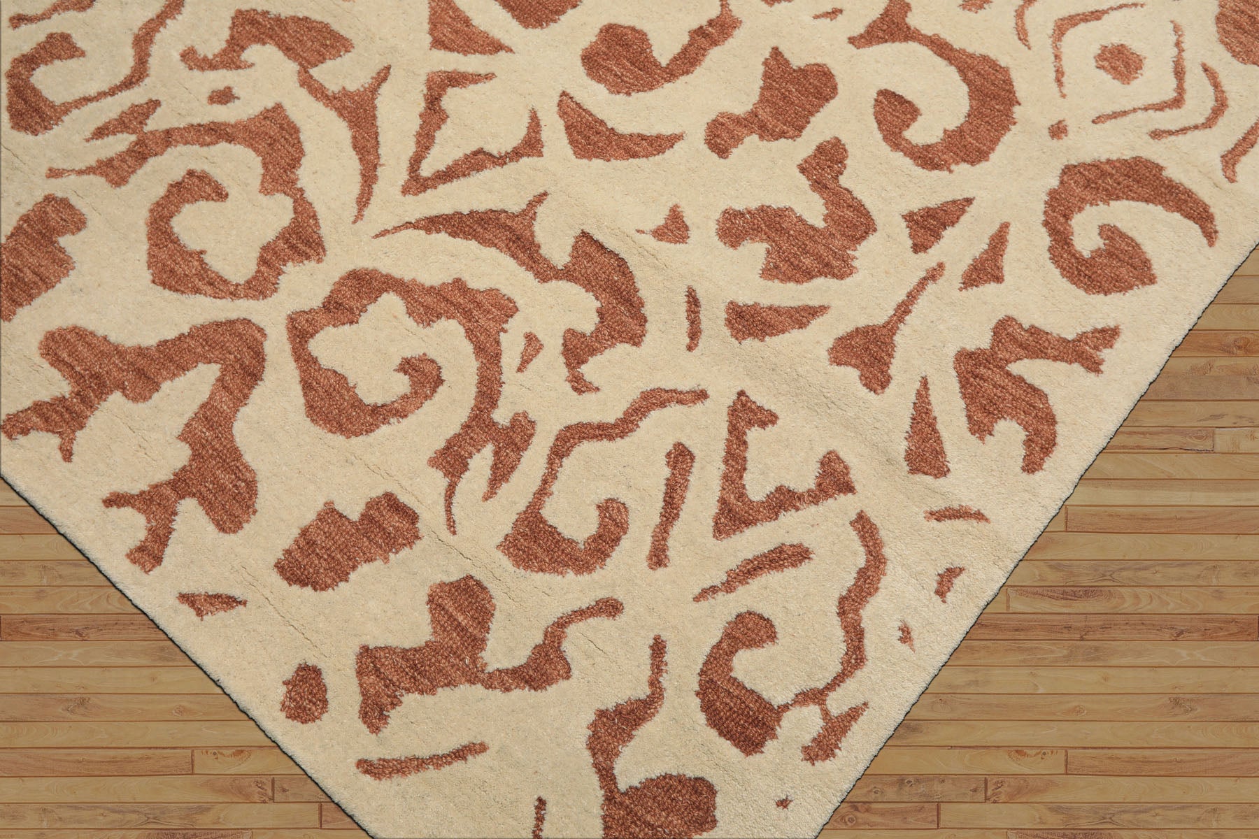 5x8 Ivory, Brown, Color Hand Tufted Handmade Wool Transitional Oriental Rug