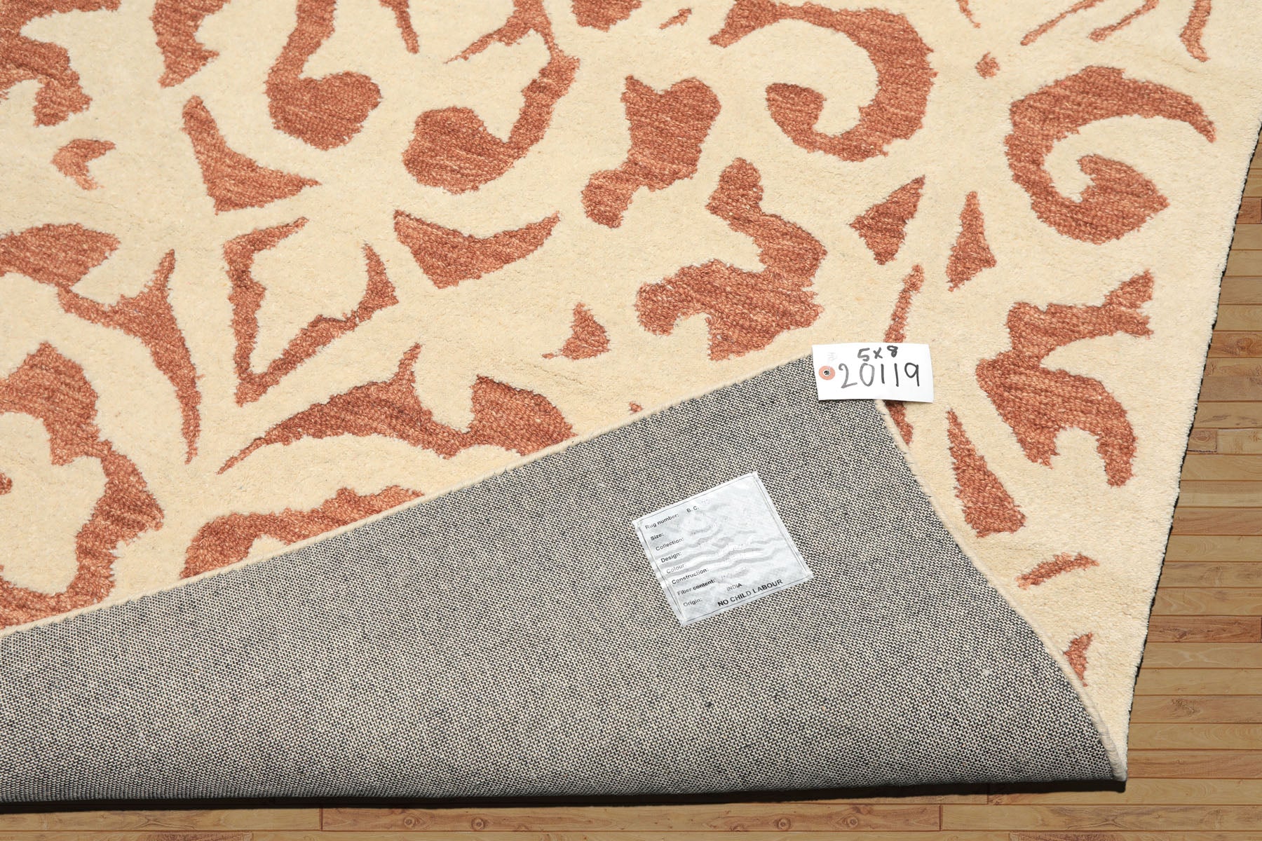 5x8 Ivory, Brown, Color Hand Tufted Handmade Wool Transitional Oriental Rug