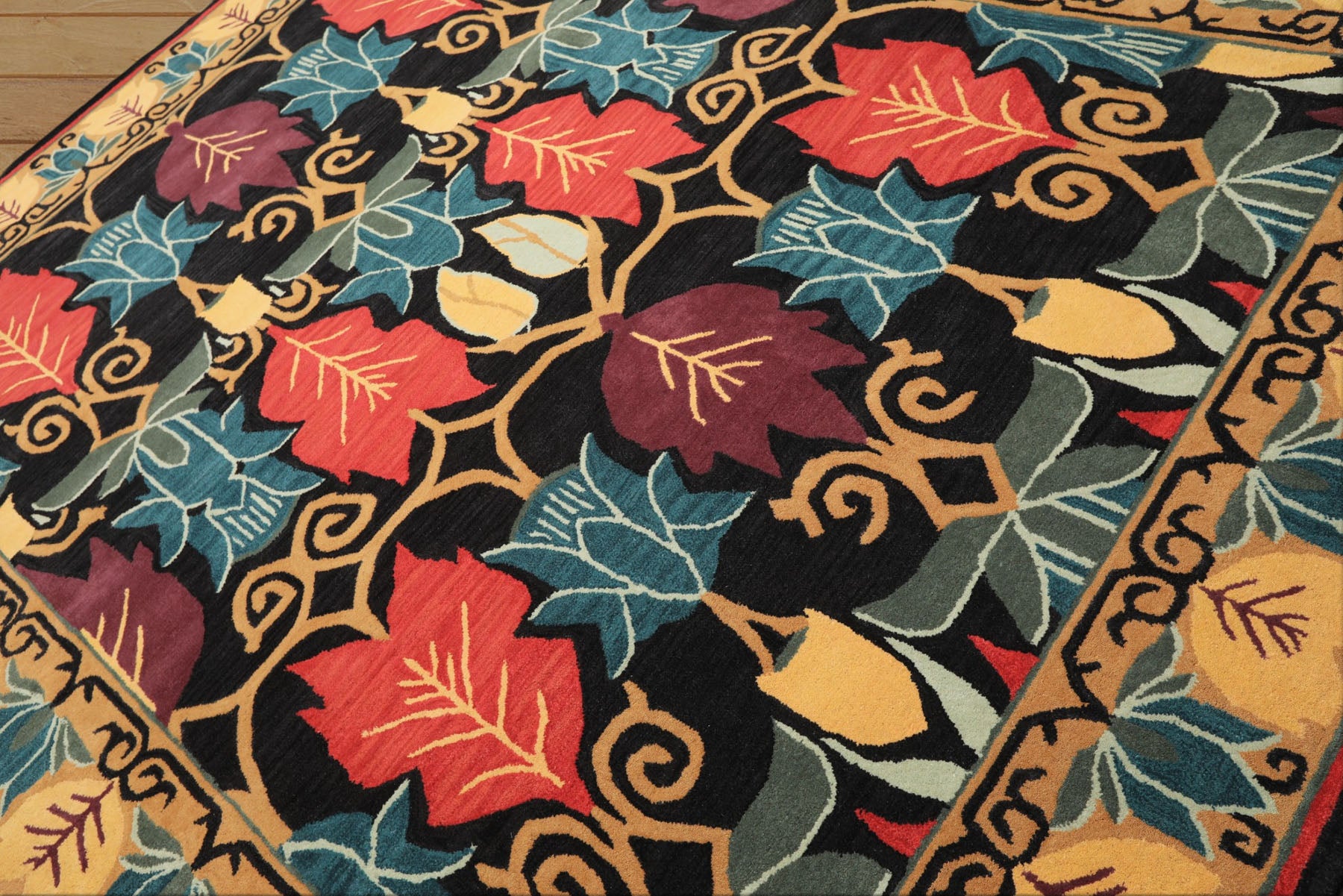 Multi Size Charcoal Gold Eggplant Color Hand Tufted  Wool Transitional Oriental Rug