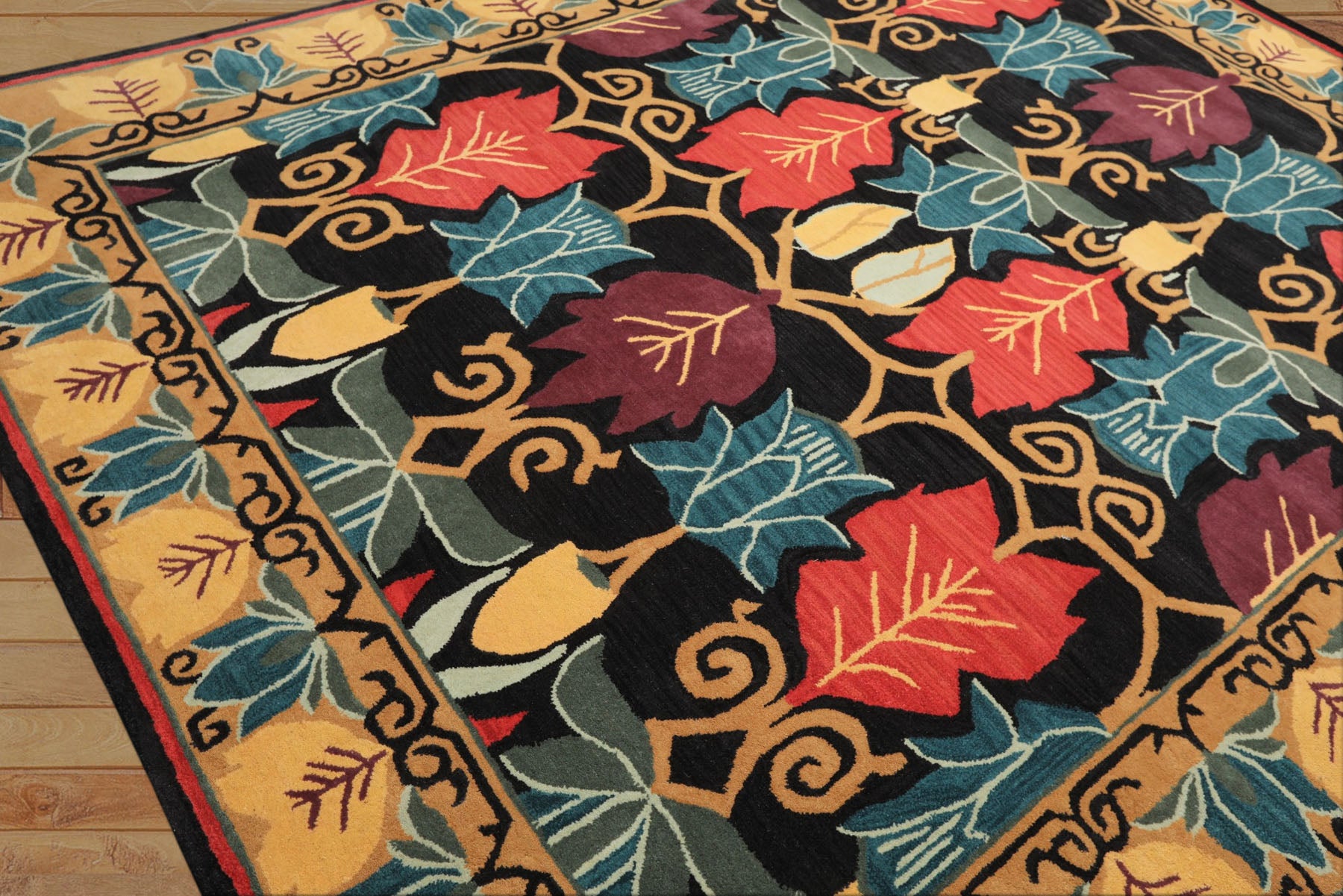 Multi Size Charcoal Gold Eggplant Color Hand Tufted  Wool Transitional Oriental Rug