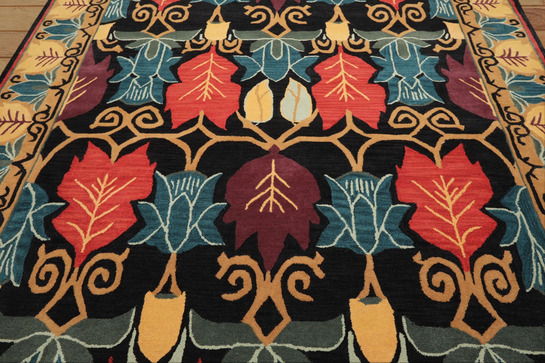 Multi Size Charcoal Gold Eggplant Color Hand Tufted  Wool Transitional Oriental Rug
