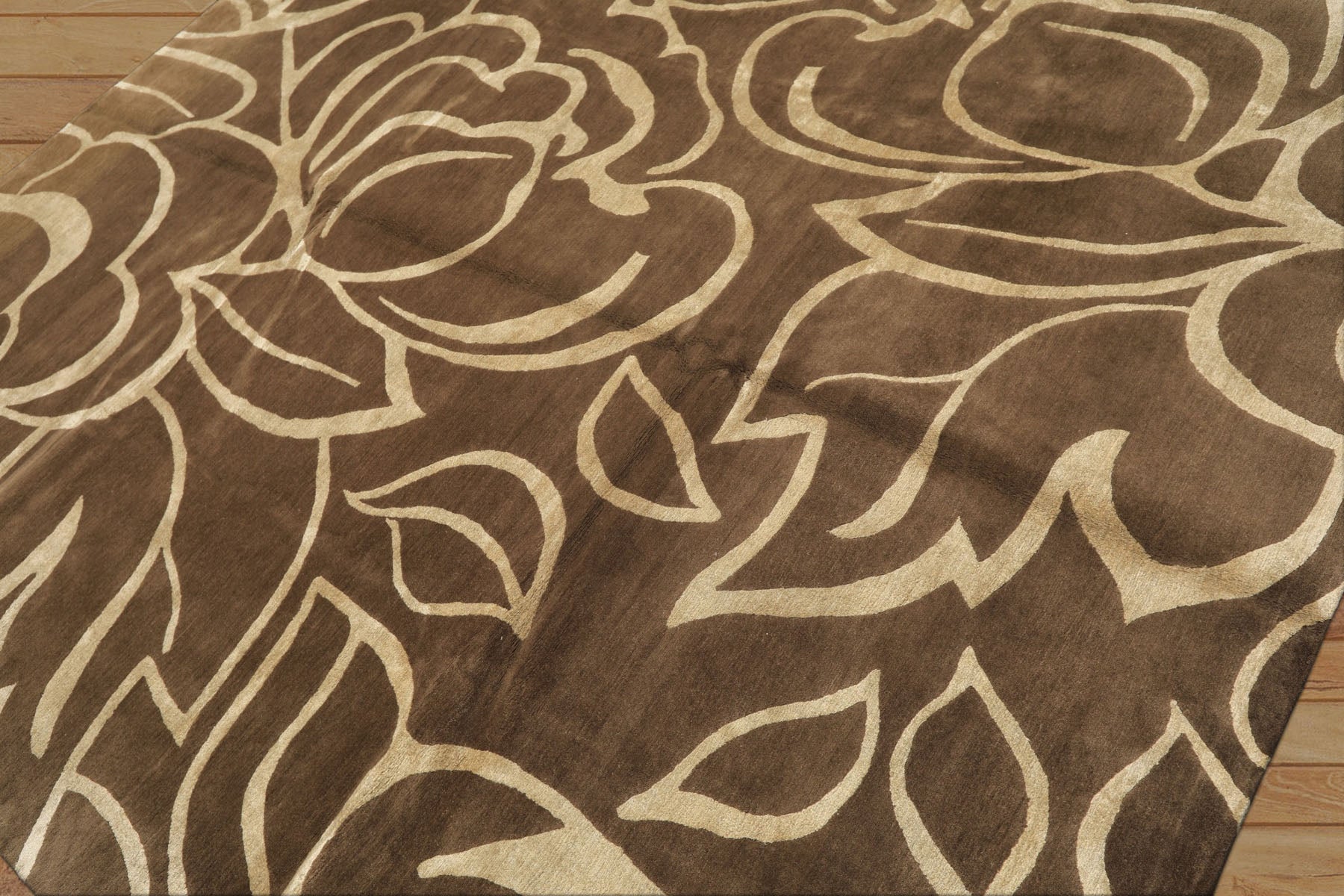 8x10 Moss, , Color Hand Knotted Tibetan Wool & Pure Silk Modern & Contemporay Oriental Rug