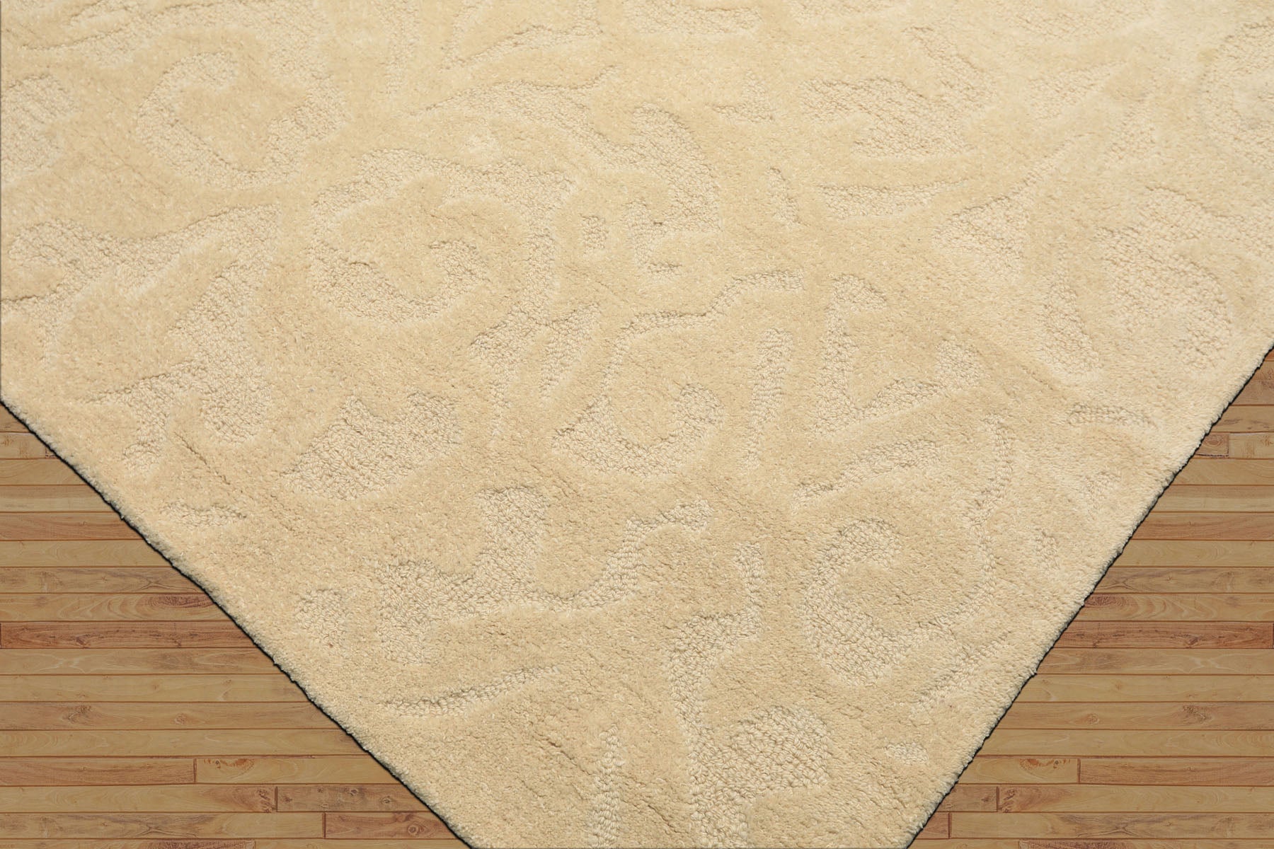 5x8 Tone on Tone Ivory, , Color Hand Tufted Handmade Wool Transitional Oriental Rug