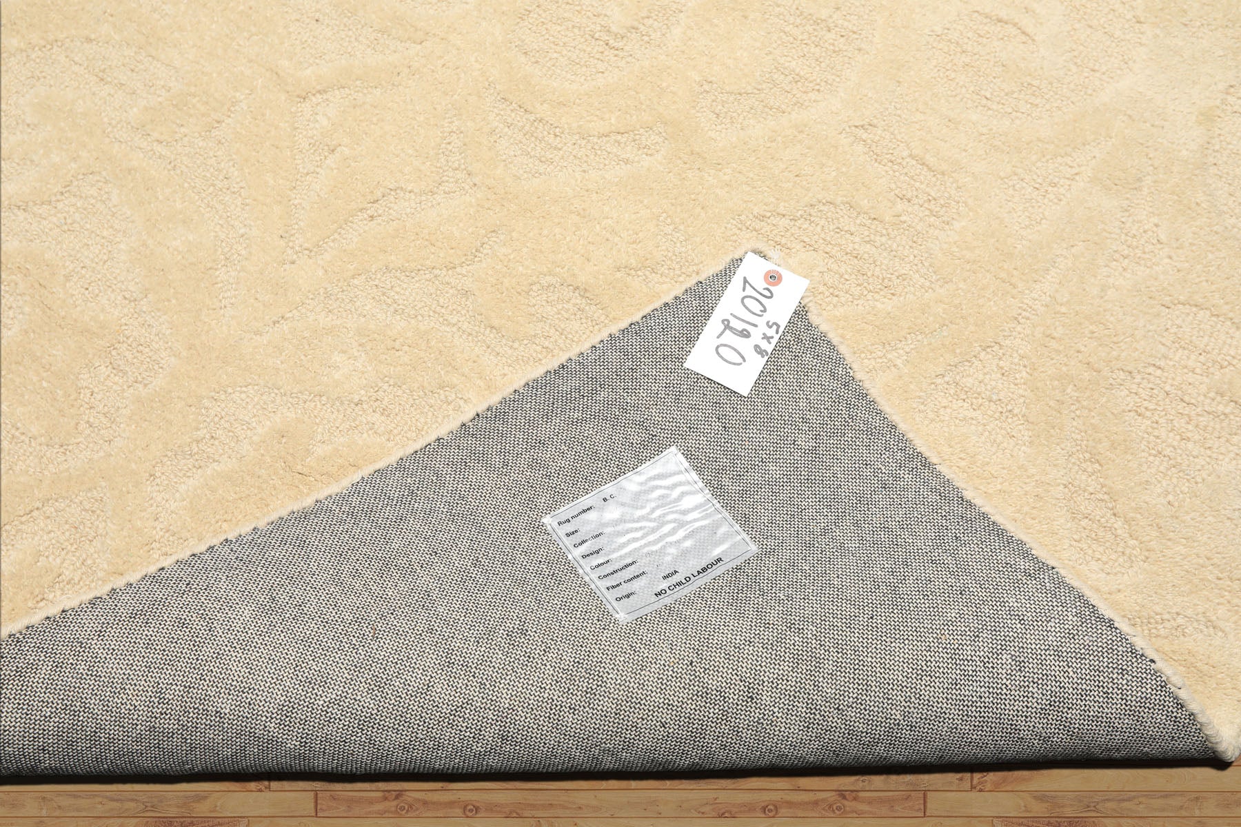 5x8 Tone on Tone Ivory, , Color Hand Tufted Handmade Wool Transitional Oriental Rug