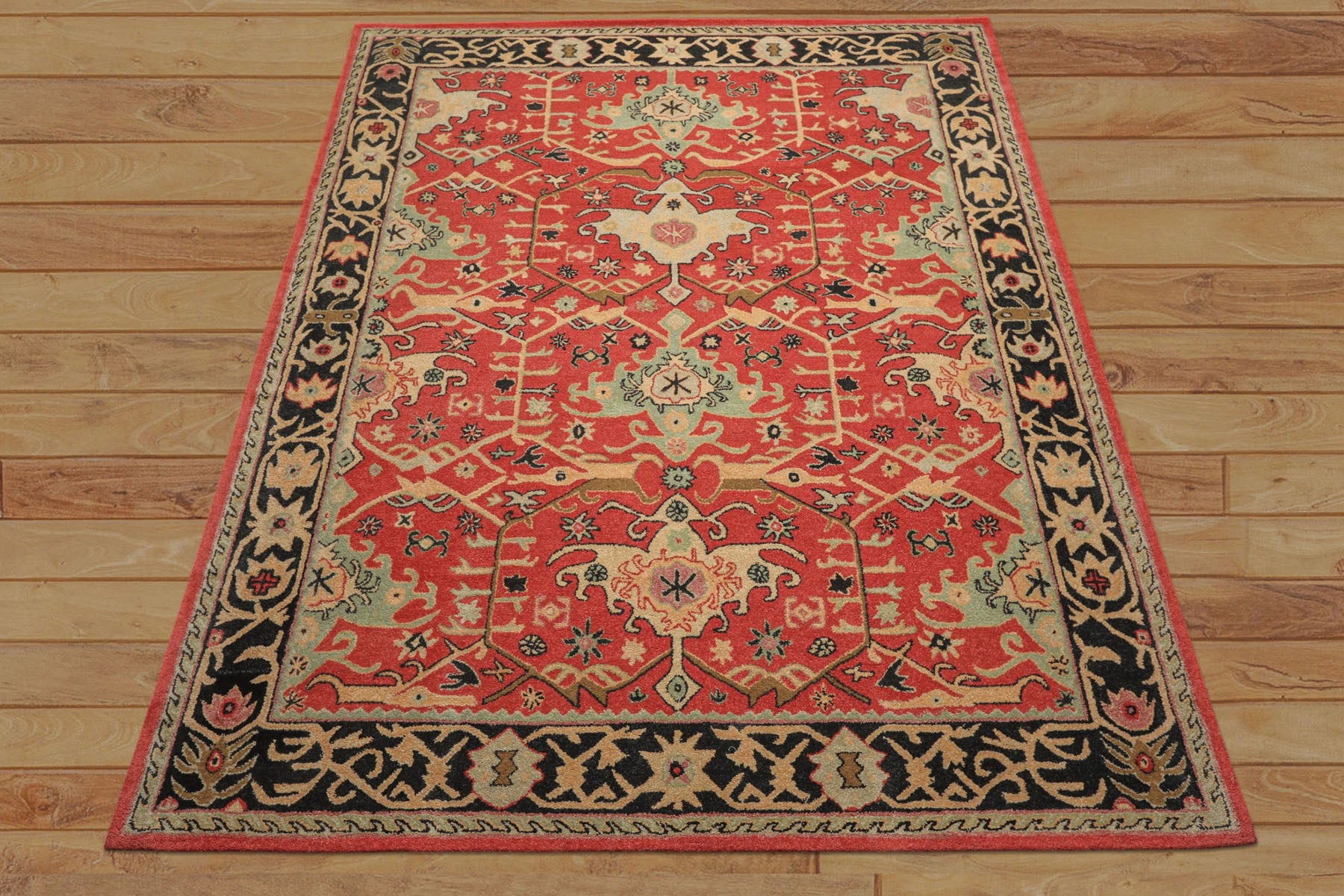 Multi Size Coral Charcoal Peach Color Hand Tufted  Wool Traditional Oriental Rug