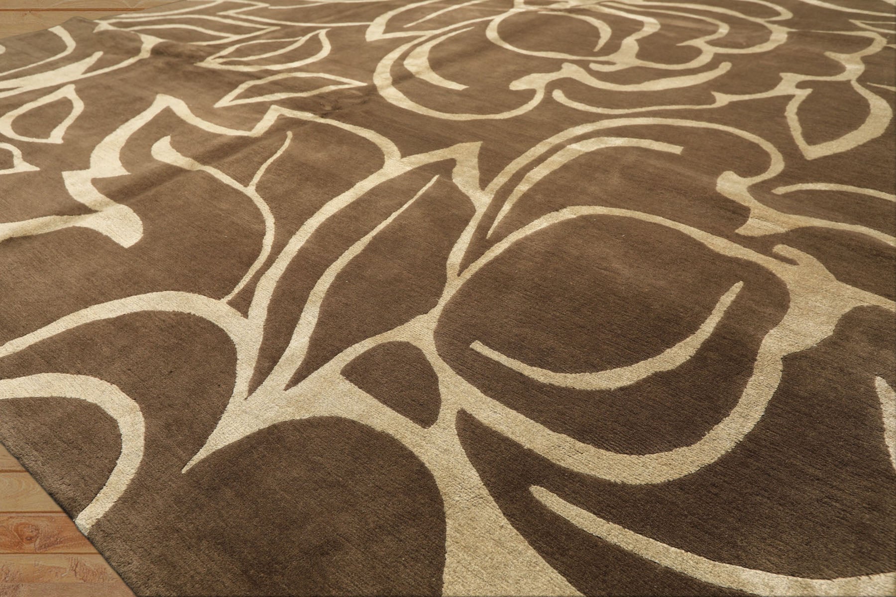 8x10 Moss, , Color Hand Knotted Tibetan Wool & Pure Silk Modern & Contemporay Oriental Rug
