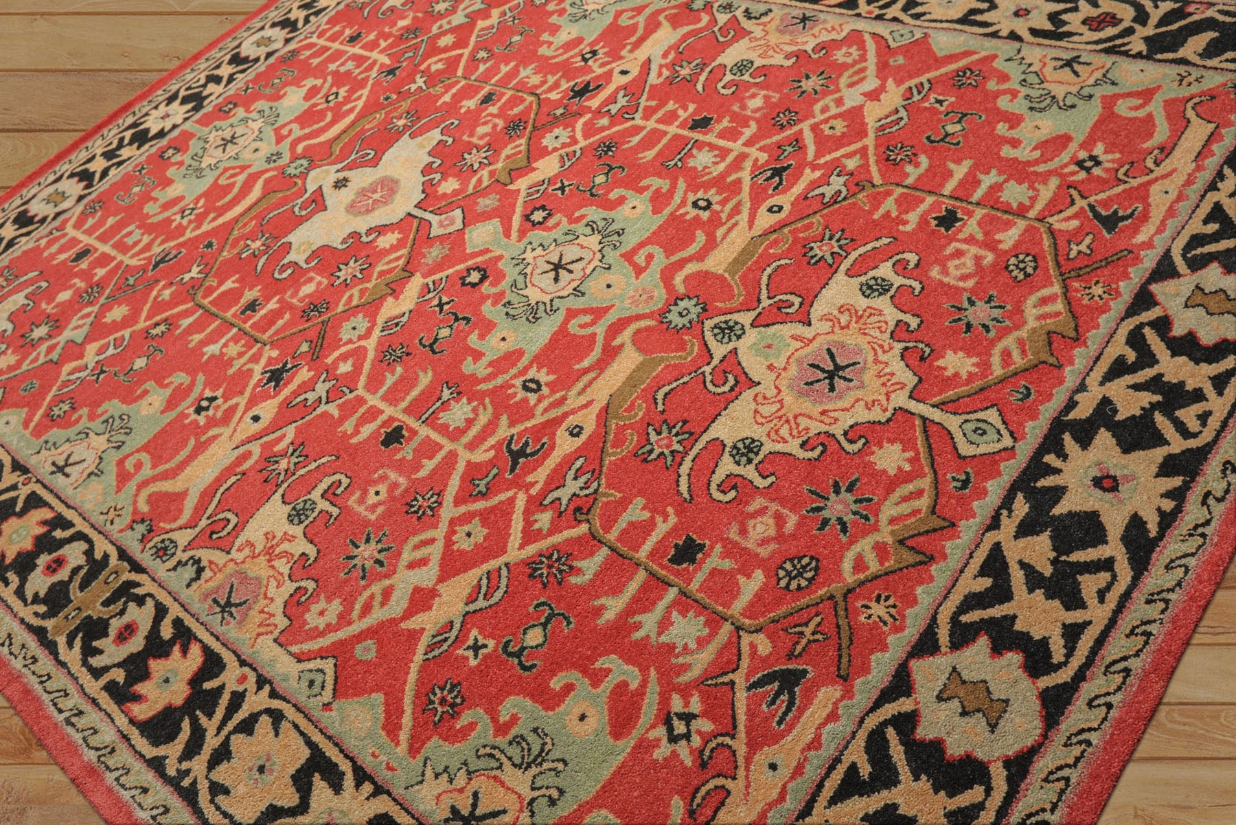 Multi Size Coral Charcoal Peach Color Hand Tufted  Wool Traditional Oriental Rug