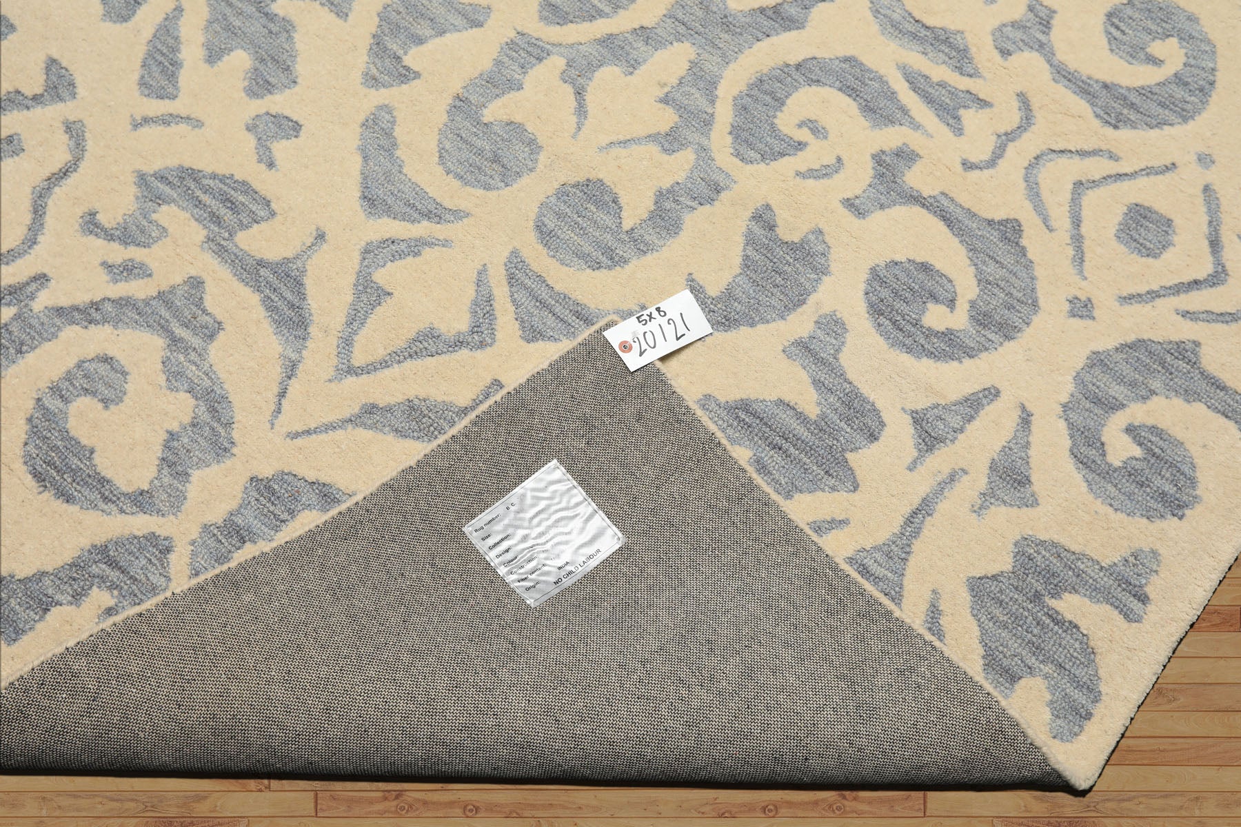 5x8 Ivory, Blue, Color Hand Tufted Handmade Wool Transitional Oriental Rug