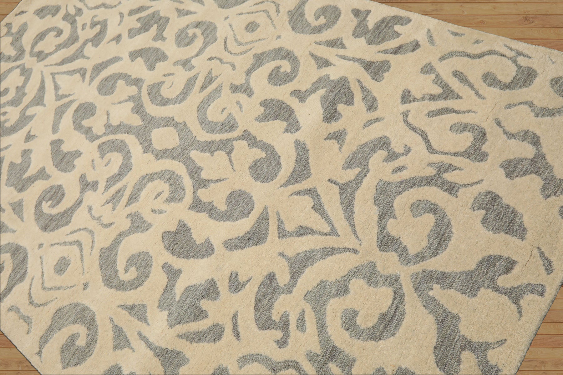 5x8 Ivory, Celadon, Color Hand Tufted Handmade Wool Transitional Oriental Rug