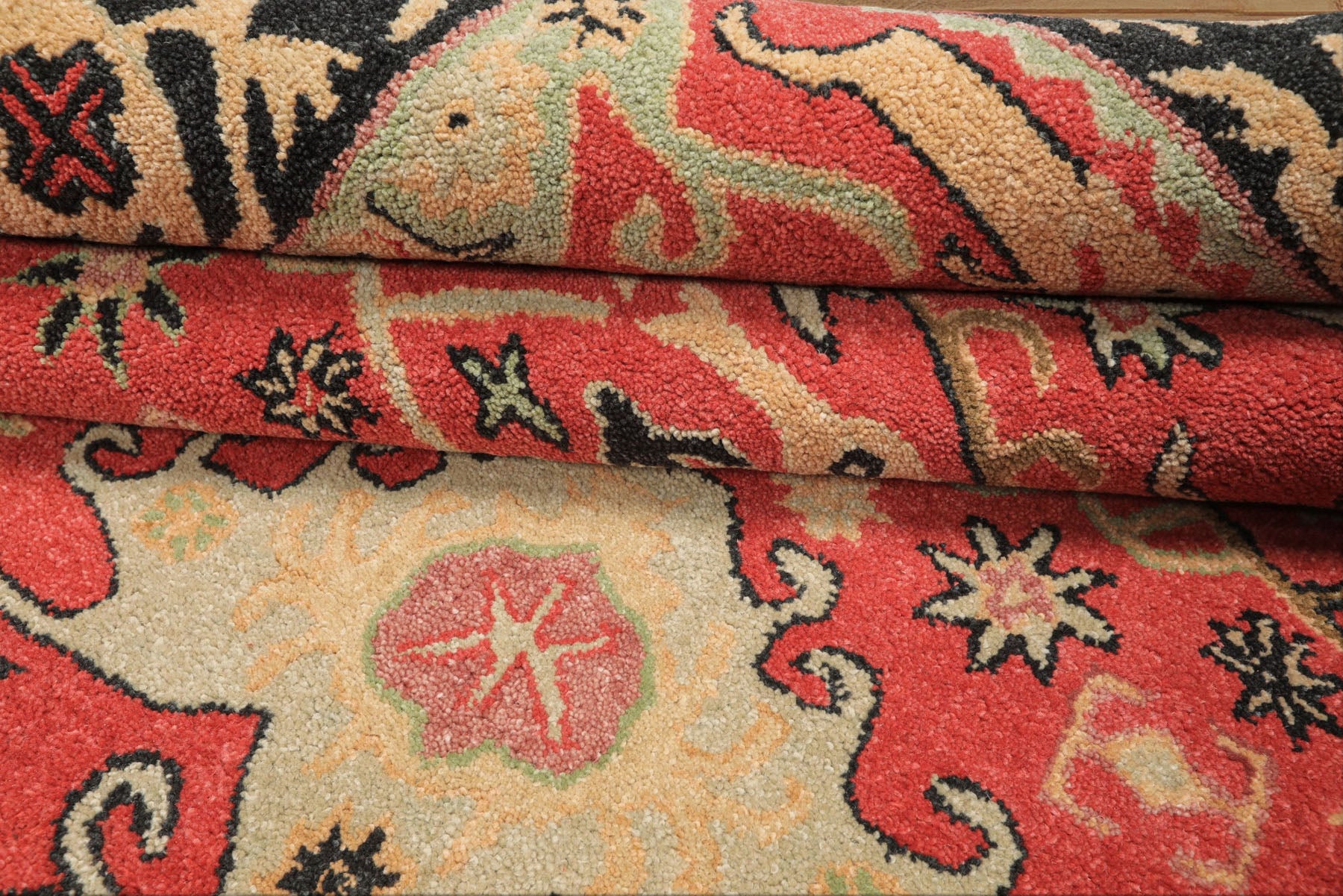 Multi Size Coral Charcoal Peach Color Hand Tufted  Wool Traditional Oriental Rug