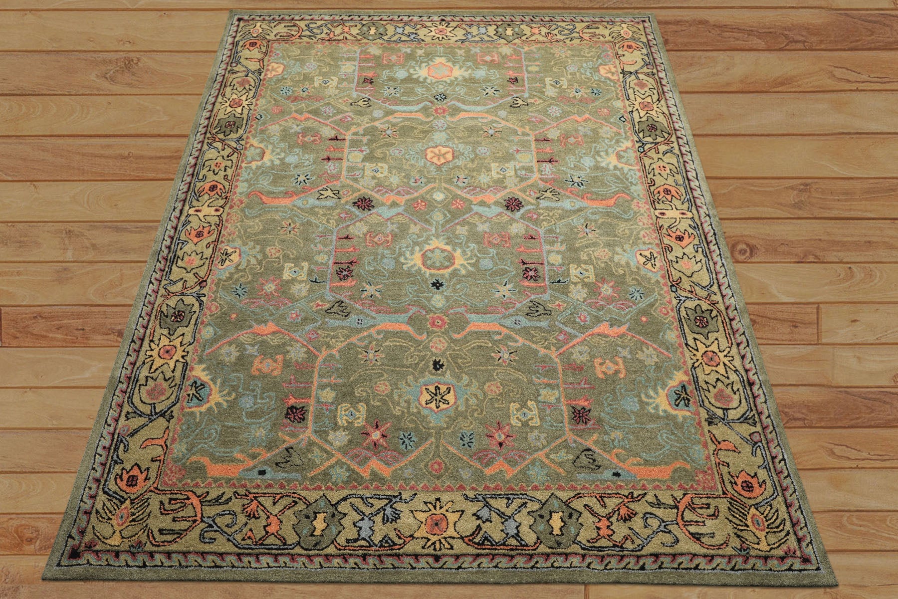 Multi Size Sage Pistachio Blush Color Hand Tufted  Wool Traditional Oriental Rug