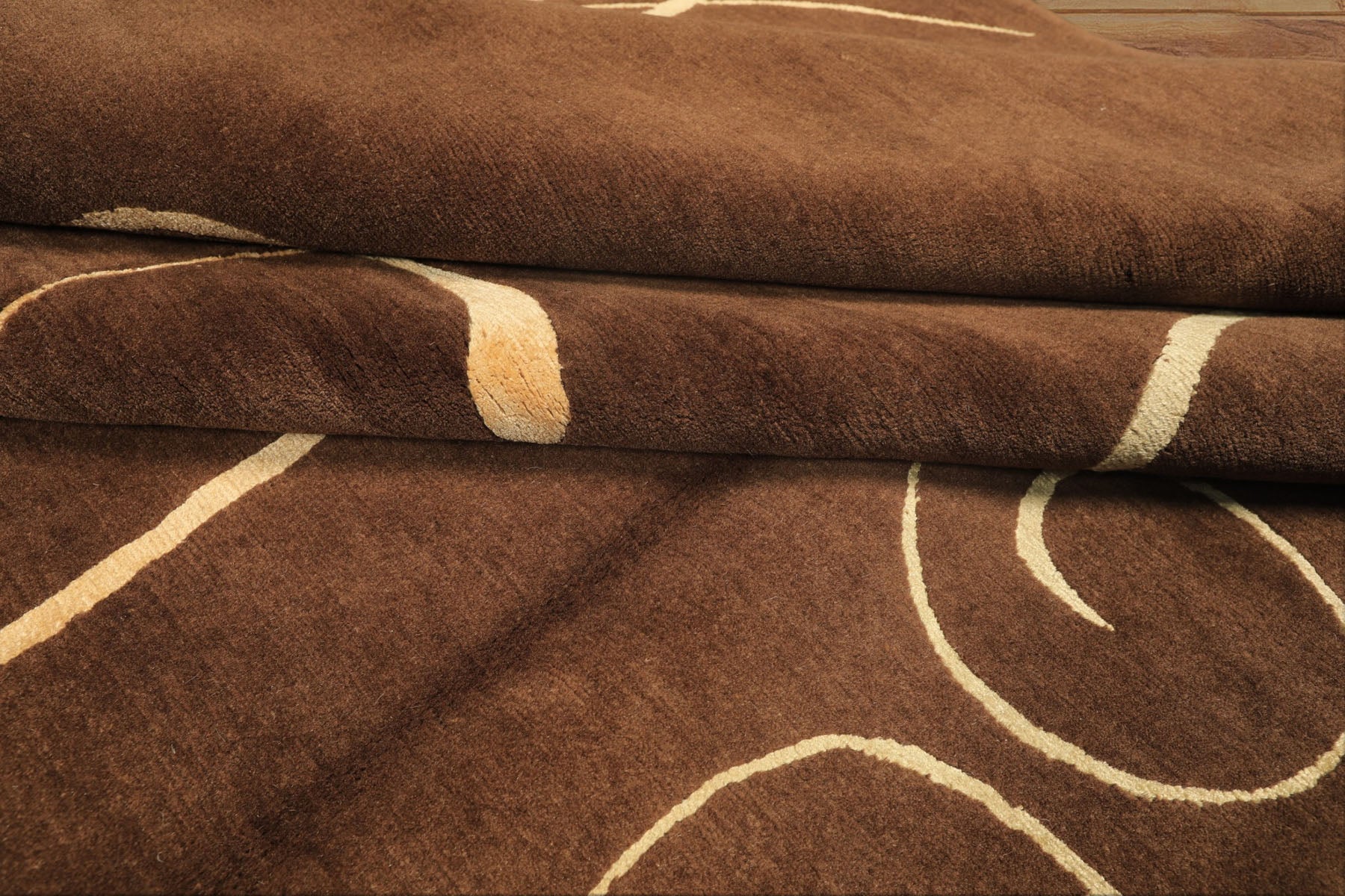 8x10 Brown, Gold, Color Hand Knotted Tibetan Wool & Pure Silk Modern & Contemporay Oriental Rug