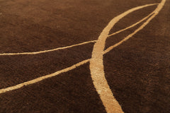 8x10 Brown, Gold, Color Hand Knotted Tibetan Wool & Pure Silk Modern & Contemporay Oriental Rug