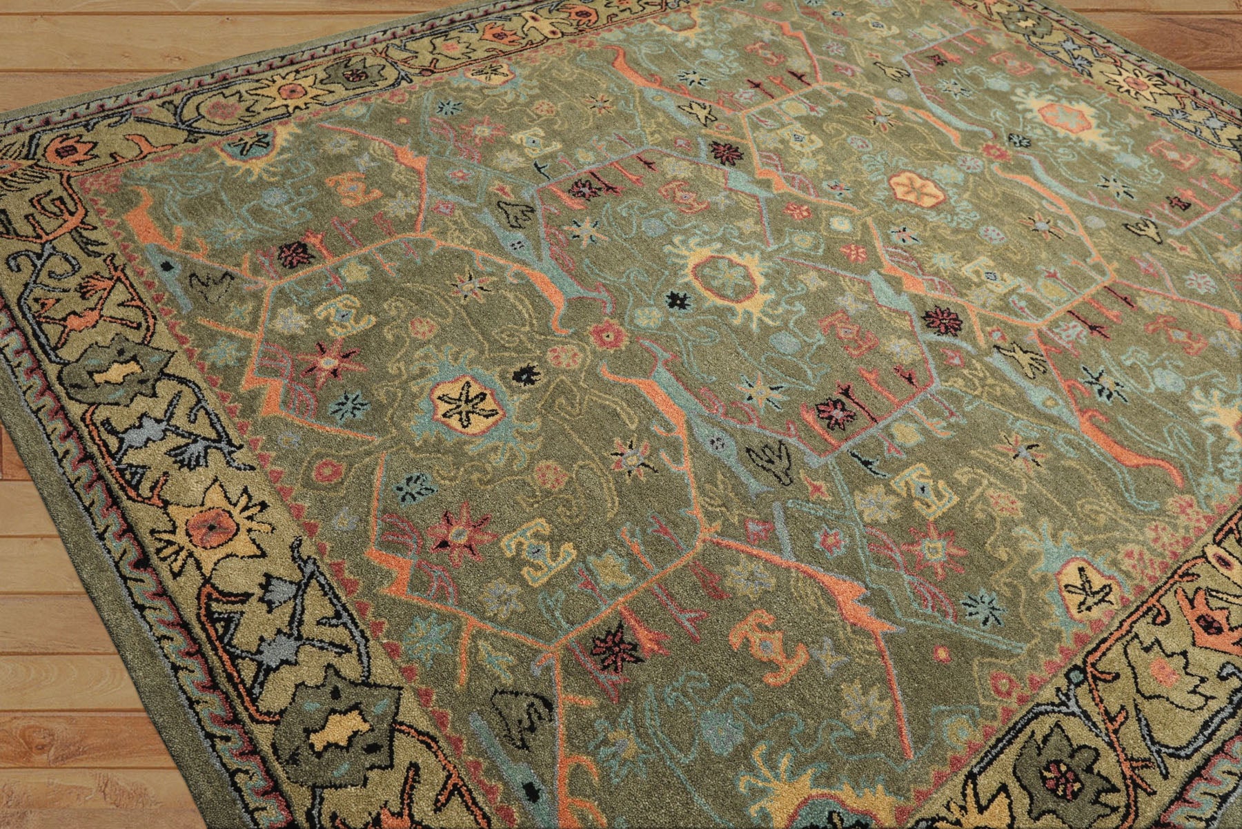 Multi Size Sage Pistachio Blush Color Hand Tufted  Wool Traditional Oriental Rug