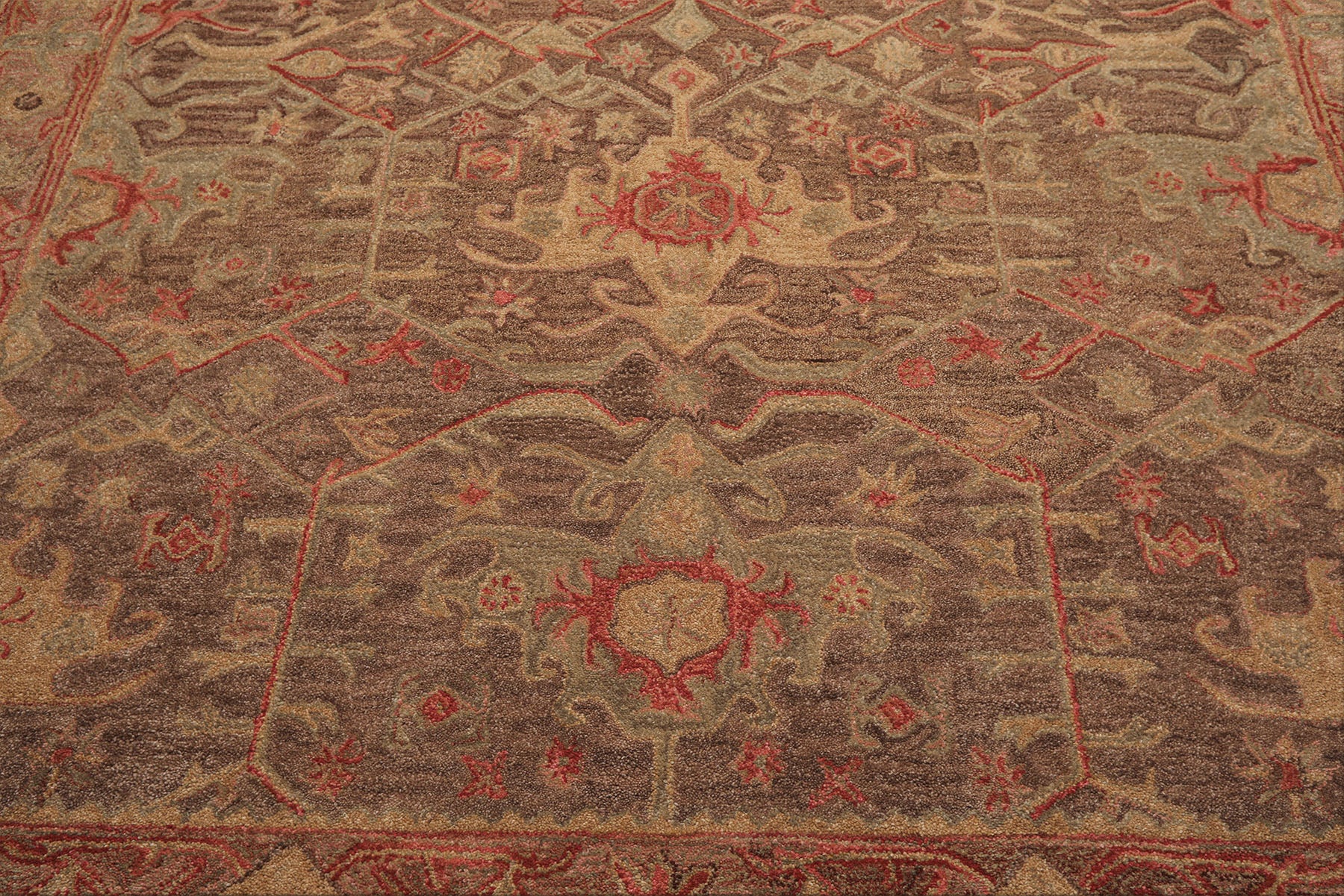 Multi Size Brown Taupe Coral Color Hand Tufted  Wool Traditional Oriental Rug