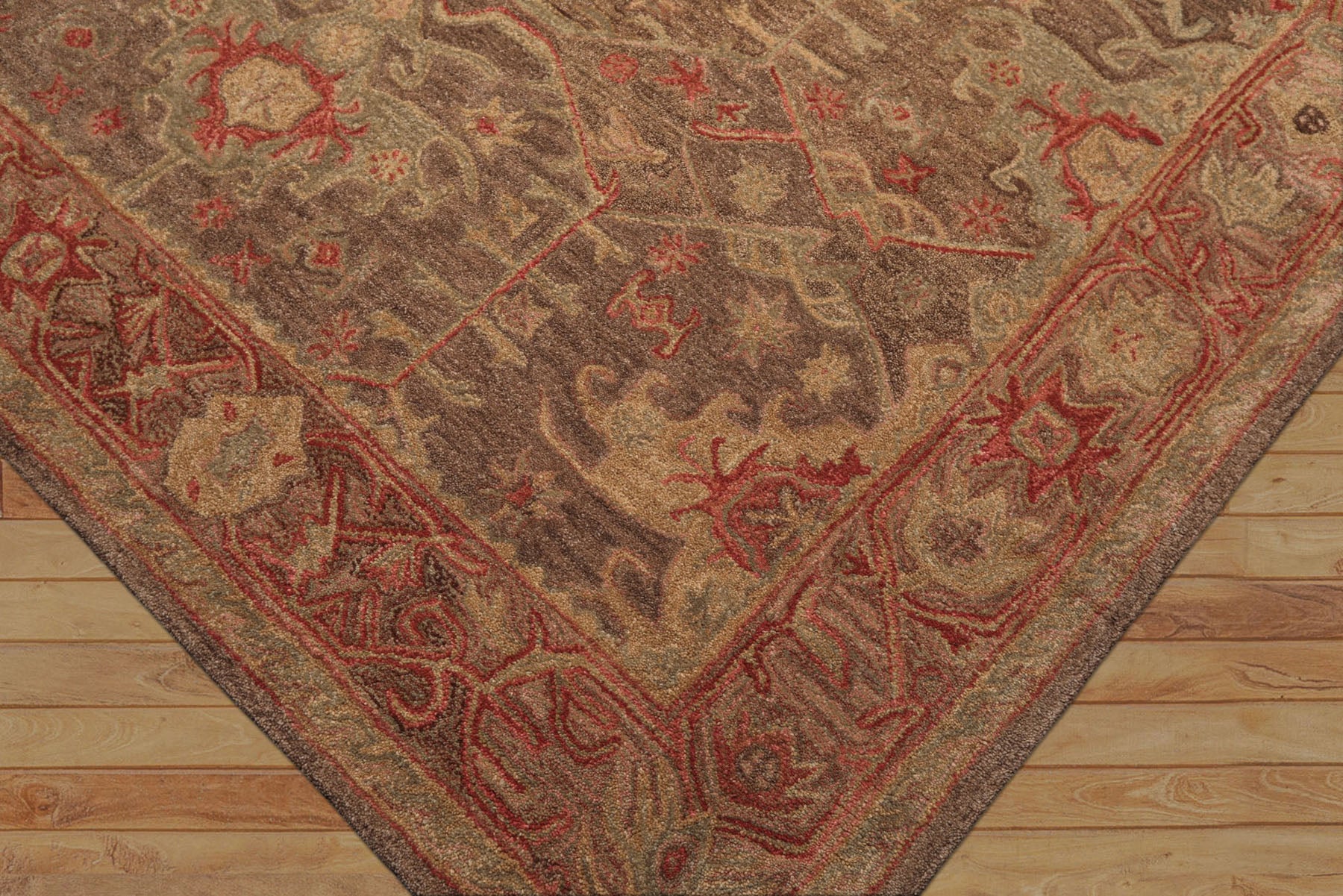 Multi Size Brown Taupe Coral Color Hand Tufted  Wool Traditional Oriental Rug