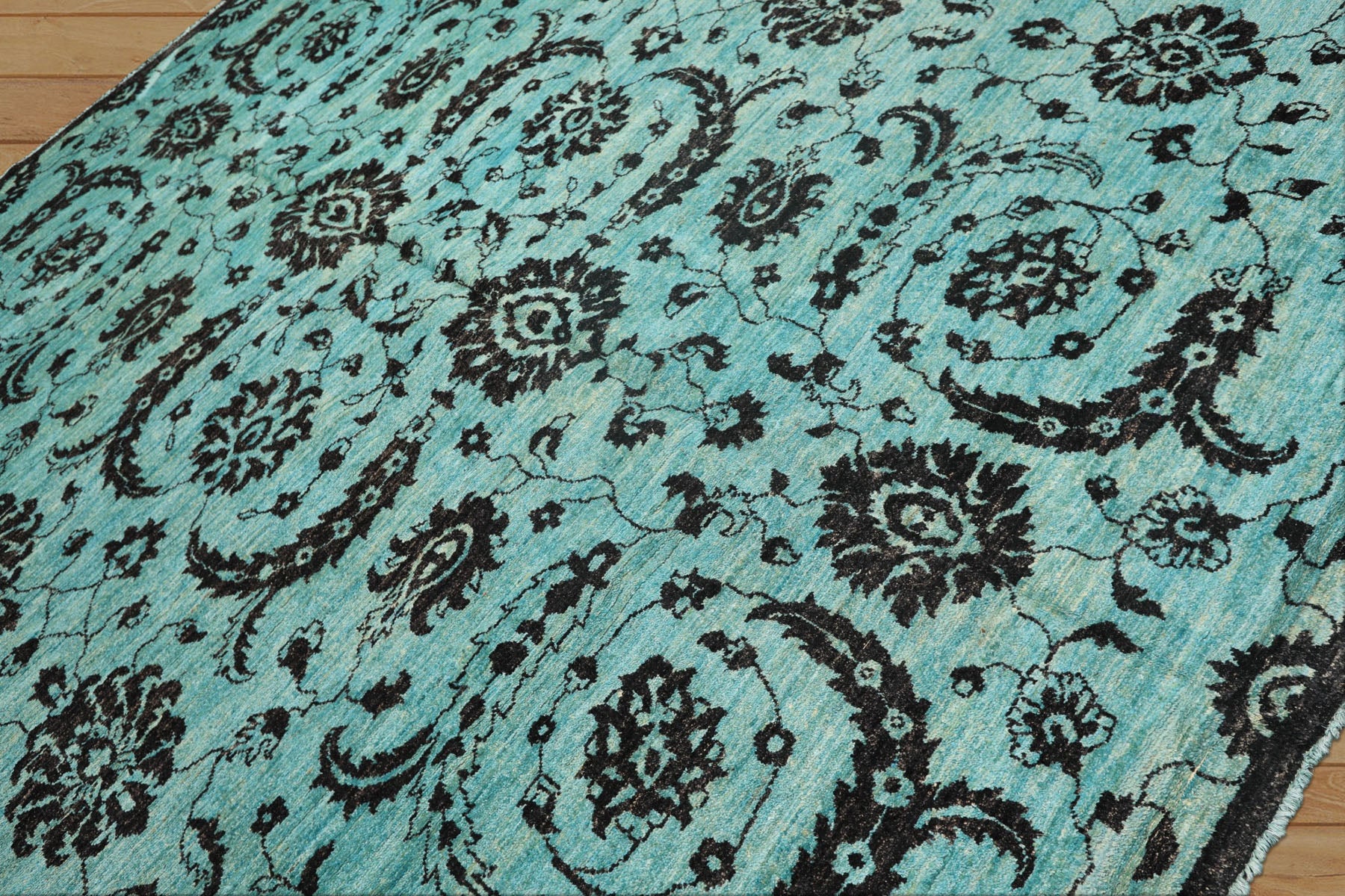 9x12 Turquoise, Dark Chocolate, Color Hand Knotted Oushak Wool Traditional Oriental Rug