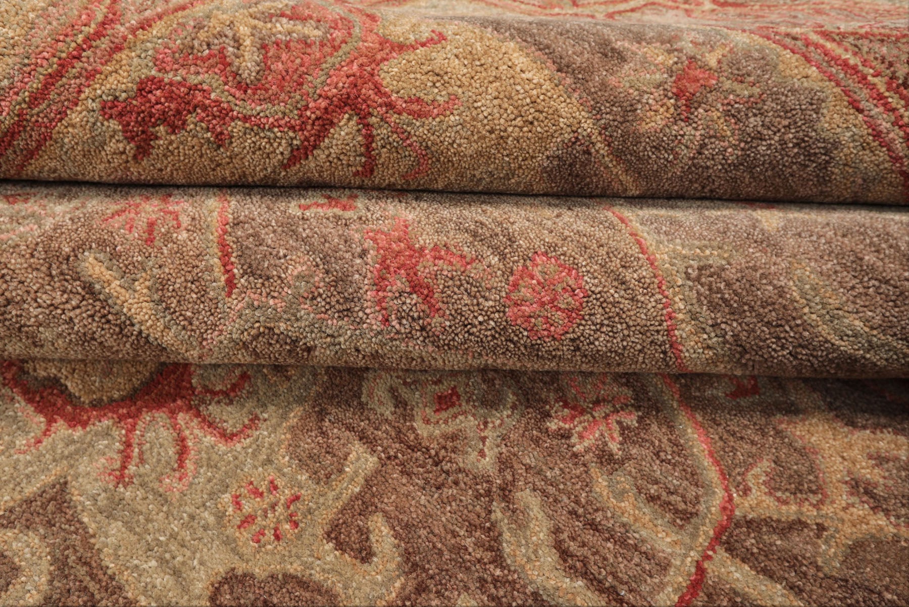 Multi Size Brown Taupe Coral Color Hand Tufted  Wool Traditional Oriental Rug