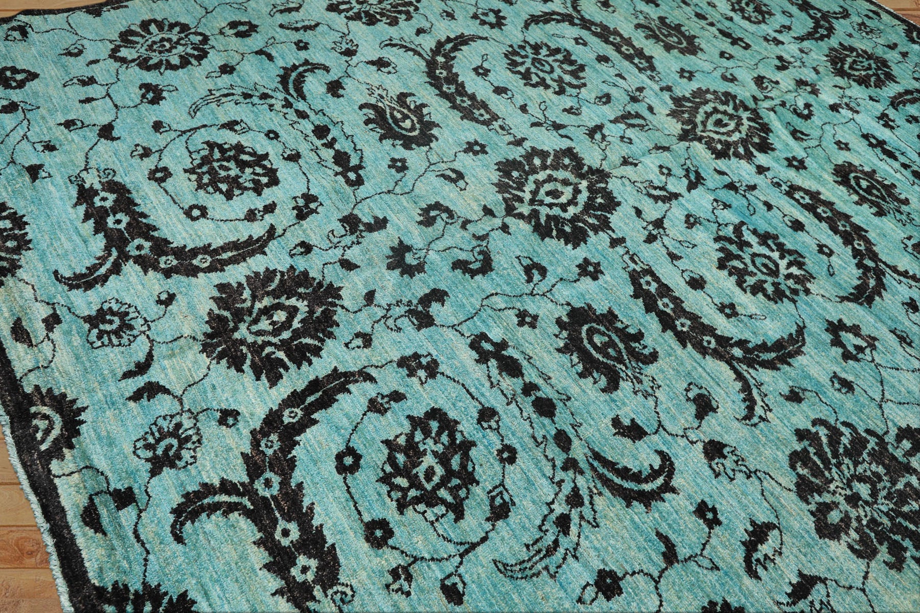 9x12 Turquoise, Dark Chocolate, Color Hand Knotted Oushak Wool Traditional Oriental Rug