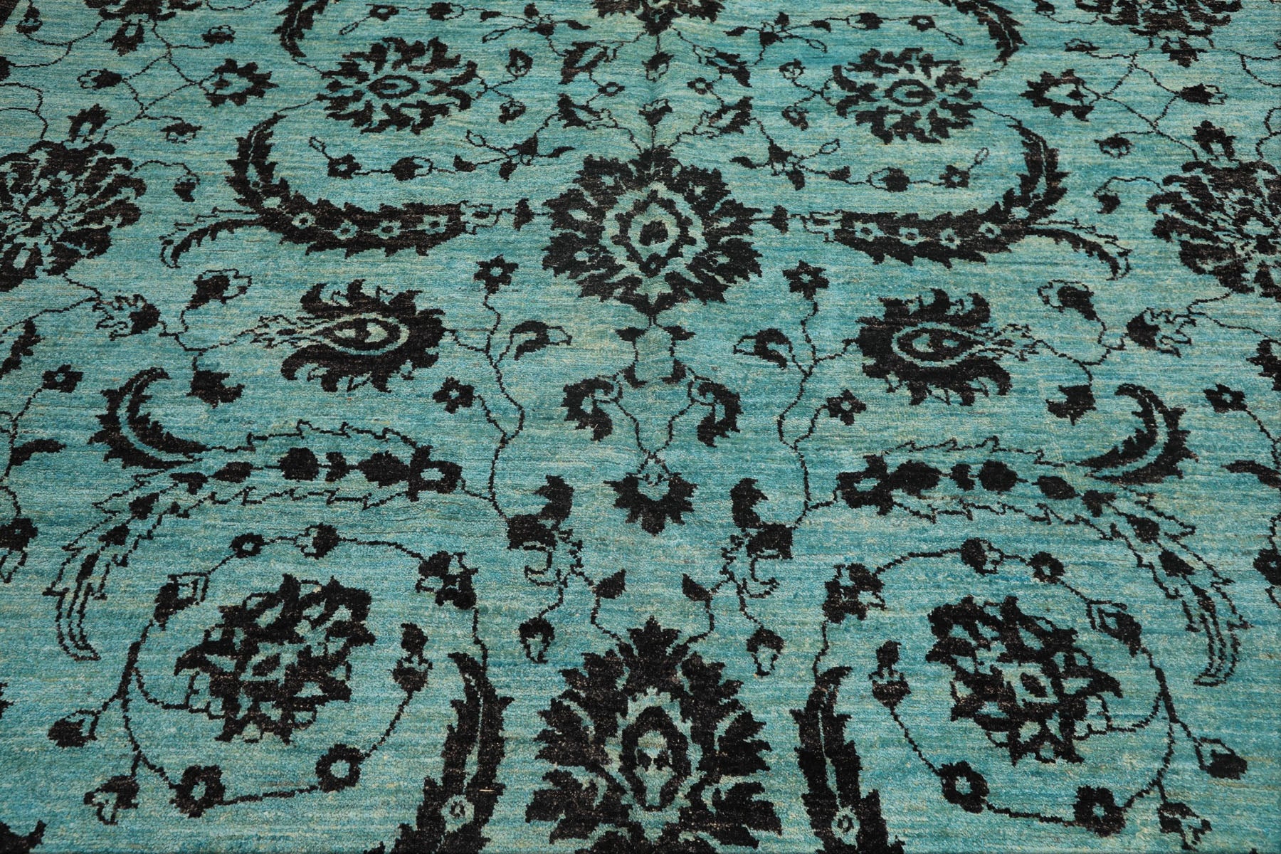 9x12 Turquoise, Dark Chocolate, Color Hand Knotted Oushak Wool Traditional Oriental Rug