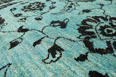 9x12 Turquoise, Dark Chocolate, Color Hand Knotted Oushak Wool Traditional Oriental Rug