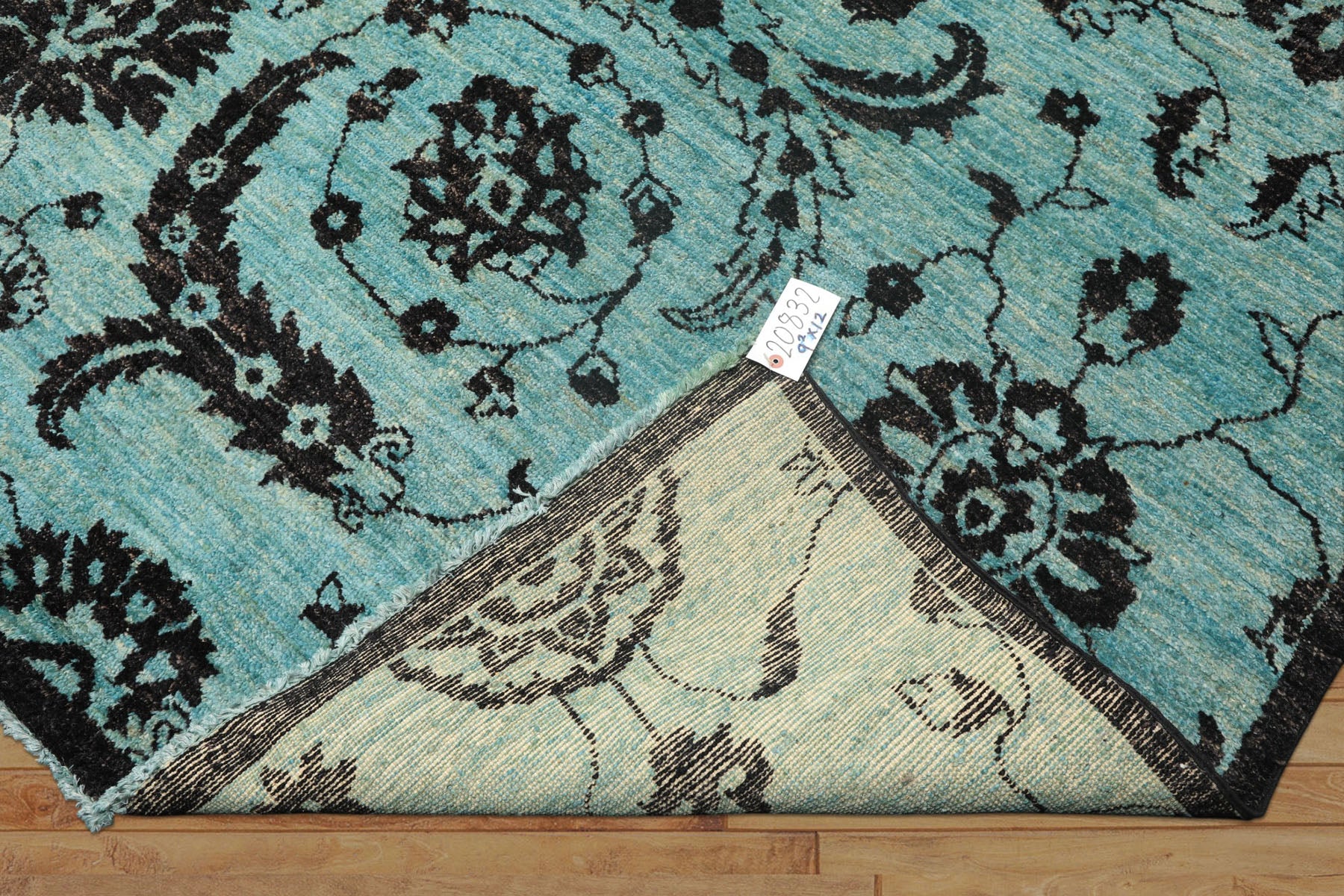 9x12 Turquoise, Dark Chocolate, Color Hand Knotted Oushak Wool Traditional Oriental Rug