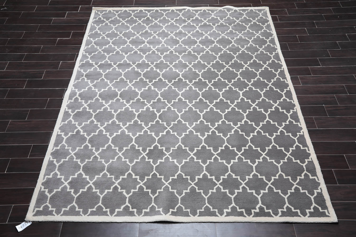 8x10 Gray, Ivory, Color Hand Tufted All-Over 100% Wool Contemporary Oriental Rug