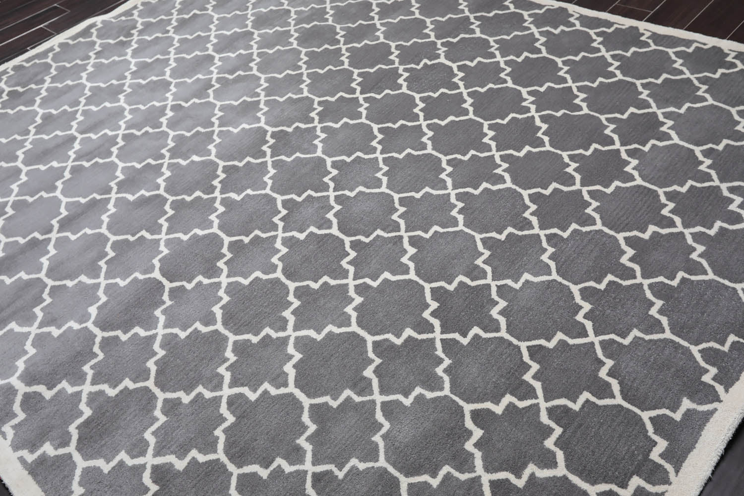 8x10 Gray, Ivory, Color Hand Tufted All-Over 100% Wool Contemporary Oriental Rug