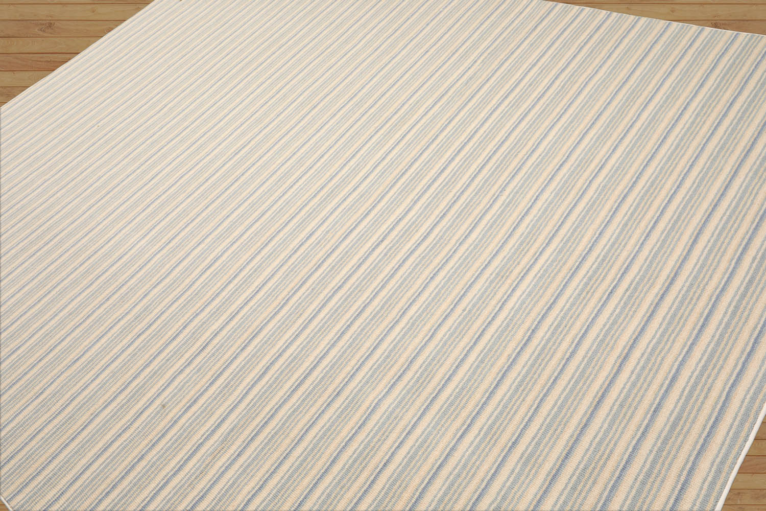 Verduzco Striped Ivory Area Rug LoomBloom Hand Woven Contemporary 100% New Zealand Wool Oriental