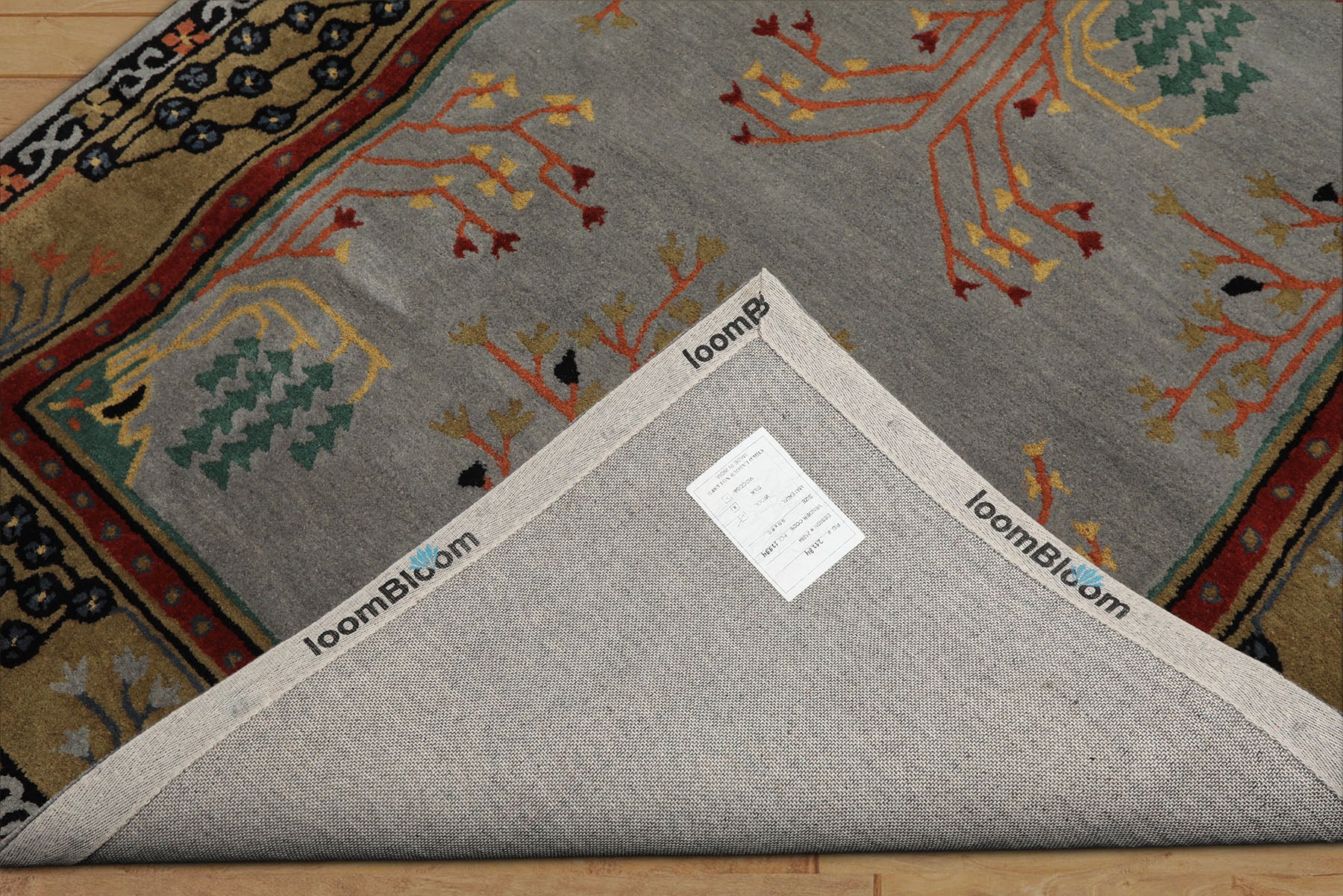 5x8 Slate, Gold, Black Color Hand Tufted Donegal Wool Traditional Oriental Rug
