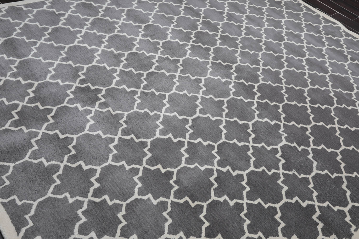 8x10 Gray, Ivory, Color Hand Tufted All-Over 100% Wool Contemporary Oriental Rug