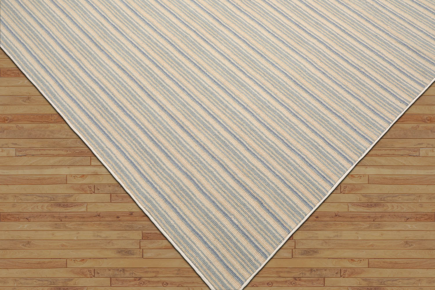 Verduzco Striped Ivory Area Rug LoomBloom Hand Woven Contemporary 100% New Zealand Wool Oriental