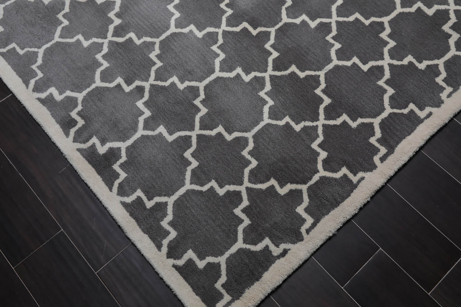 8x10 Gray, Ivory, Color Hand Tufted All-Over 100% Wool Contemporary Oriental Rug