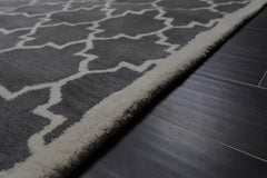 8x10 Gray, Ivory, Color Hand Tufted All-Over 100% Wool Contemporary Oriental Rug